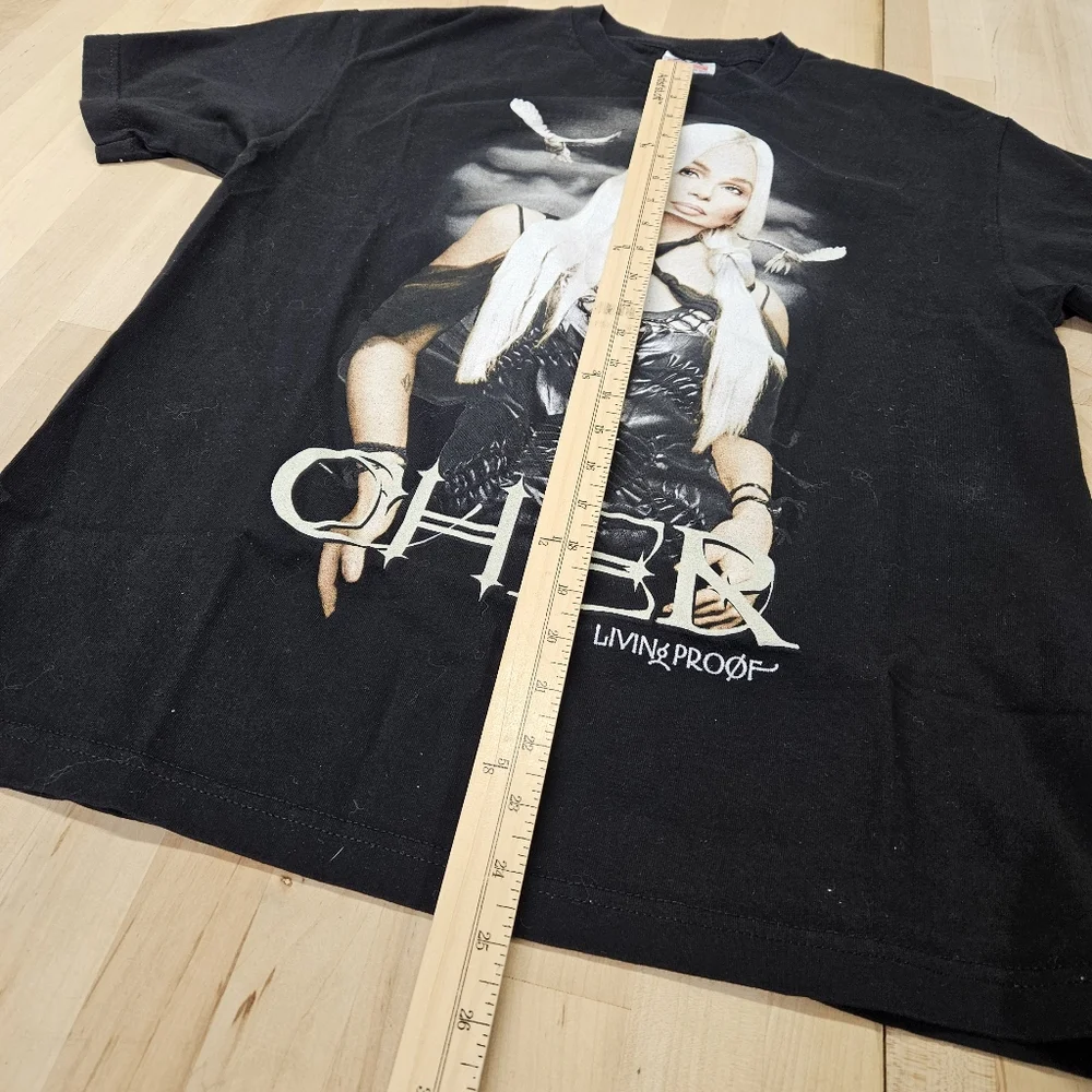 Vintage Y2K Cher Shirt Mens Large Black Living Proof Farewell Tour Tee 2000s - Picture 4 of 8